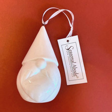 Seasonal Abode White Porcelain Chubby GNOME Christmas Decorative Ornament NWT