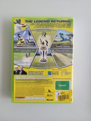 Ricky Ponting International Cricket 2007 Xbox 360 - NO MANUAL - Picture 2 of 3