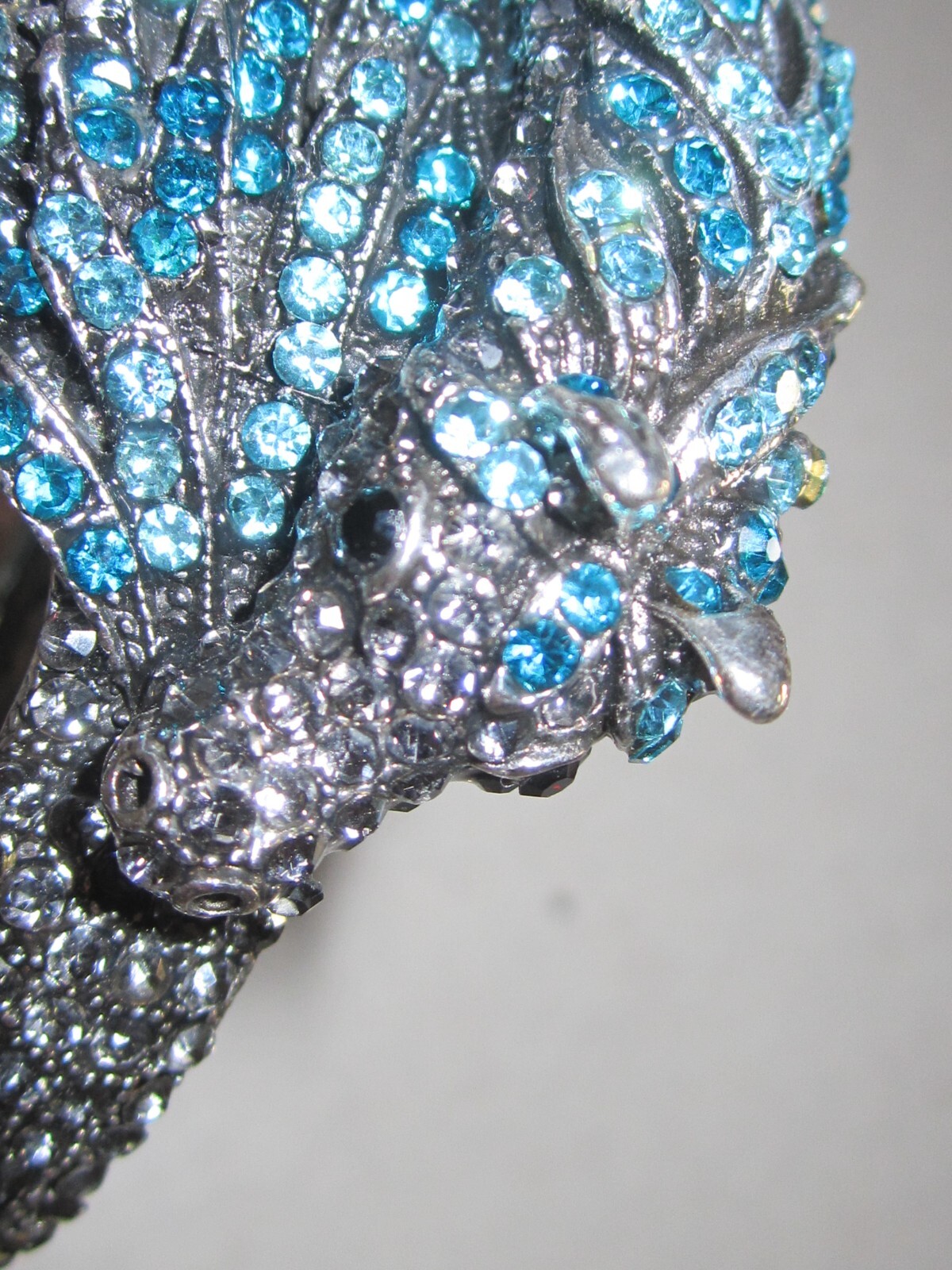 Hinged Horse Statement Bangle Bracelet Clear & Bl… - image 1