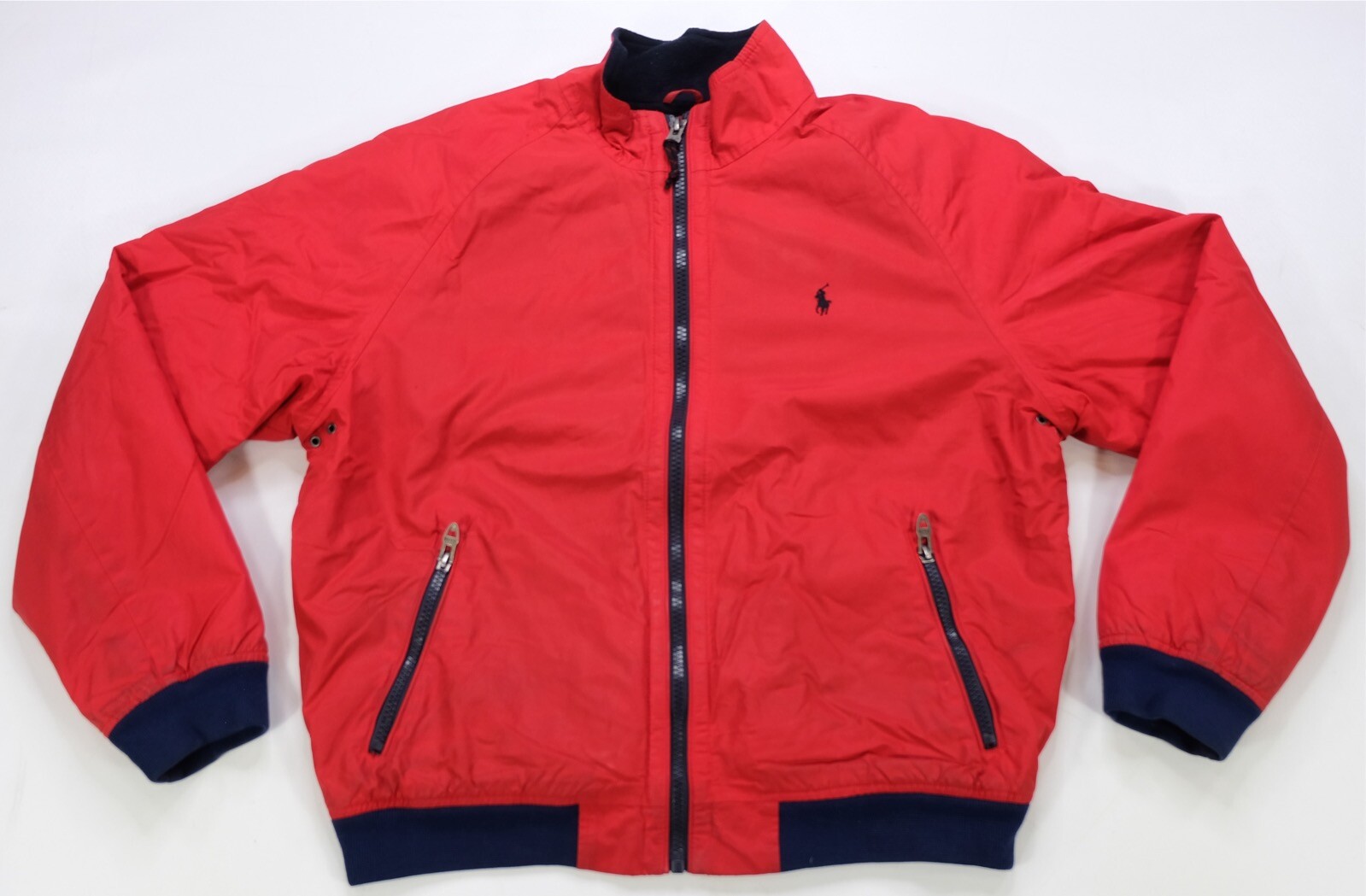 Rara giacca bomber vintage POLO RALPH LAUREN piccola pony foderata in pile full zip anni 90 XL