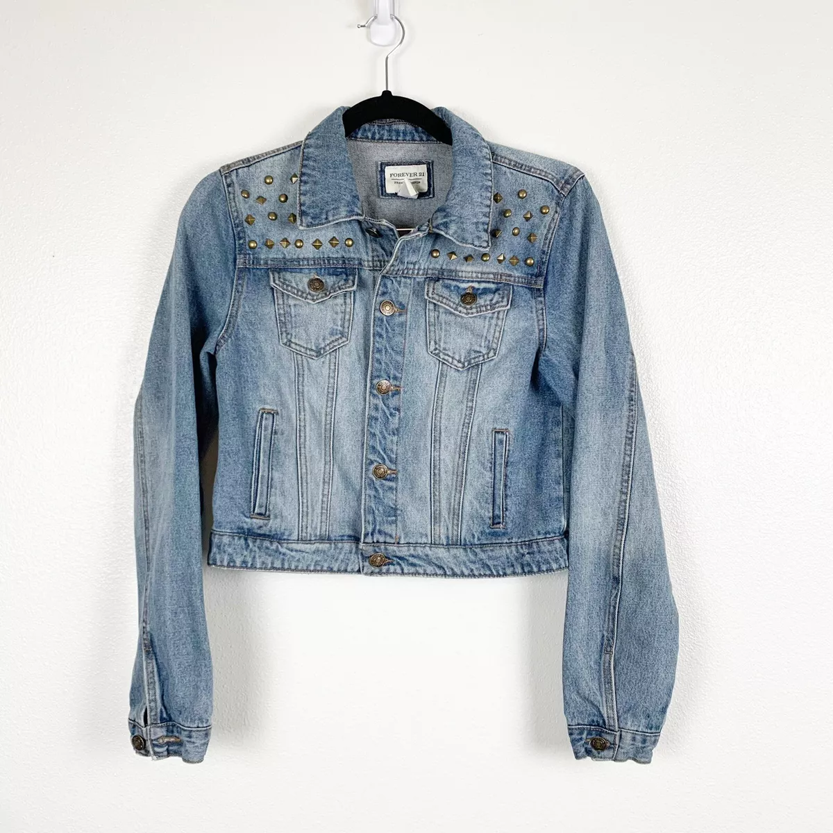 Studded denim top jacket forever 21