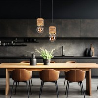 Pendellampe Holzleuchte HäNgelampe Retro Wohnzimmerlampe Esstischleuchte 2Er Set