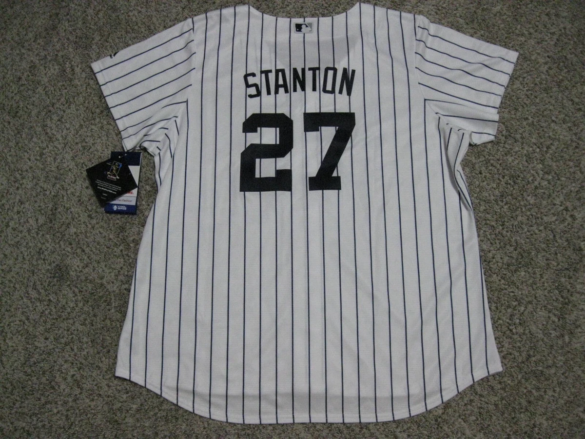 New York Yankees No27 Giancarlo Stanton Pink Fashion Women's Stitched MLB Jersey