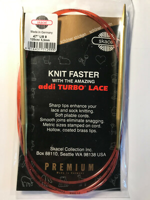 addi Turbo  LACE Circular Knitting Needles Skacel US 9 (5.5mm) 47 inch(120cm)