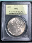 1886-P $ MORGAN SILVER DOLLAR OGH PCGS MS62 "OLD GREEN HOLDER"