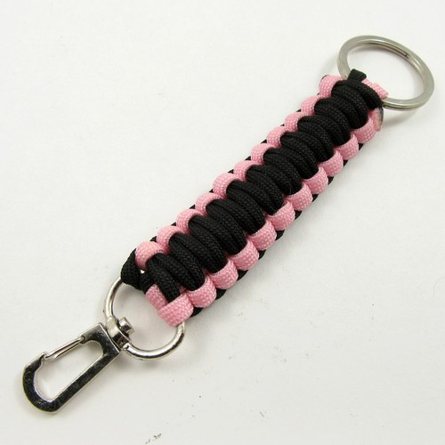 PARACORD KEYRING | Black and Pink 6" 300 lb. Strength Survival Camping Gear - Picture 3 of 12