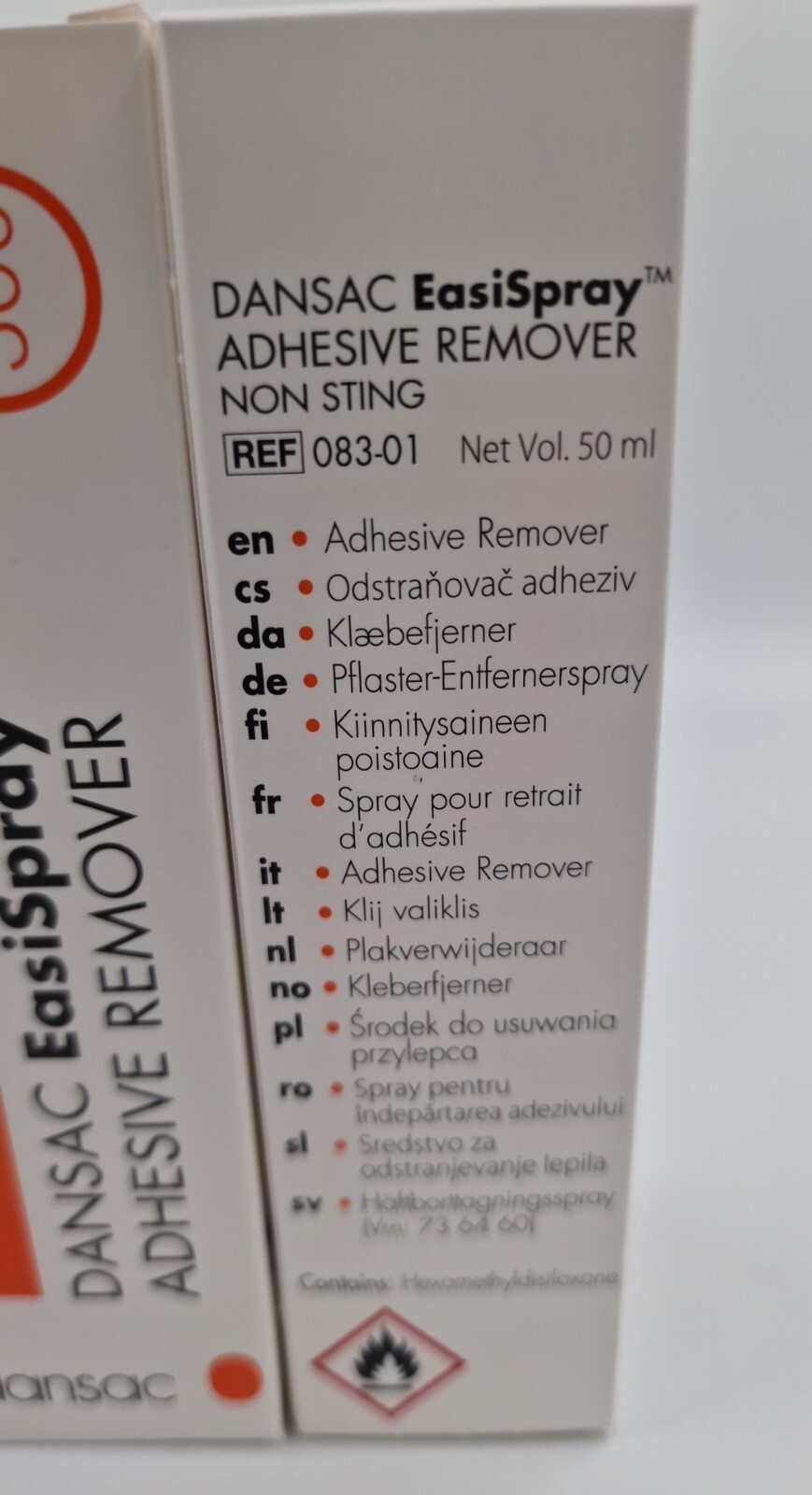3 x DANSAC MEDICAL ADHESIVE REMOVER NON STING EASISPRAY 50ML stoma