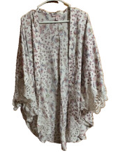 Victoria's Secret Robe Kimono Open Front Paisley Lace Trim Size M/L Night Sleep
