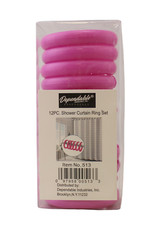 12 Piece Plastic Locking Round Hook Easy Gliding Shower Curtain Rings Hot Pink