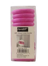 12 Piece Plastic Locking Round Hook Easy Gliding Shower Curtain Rings Hot Pink