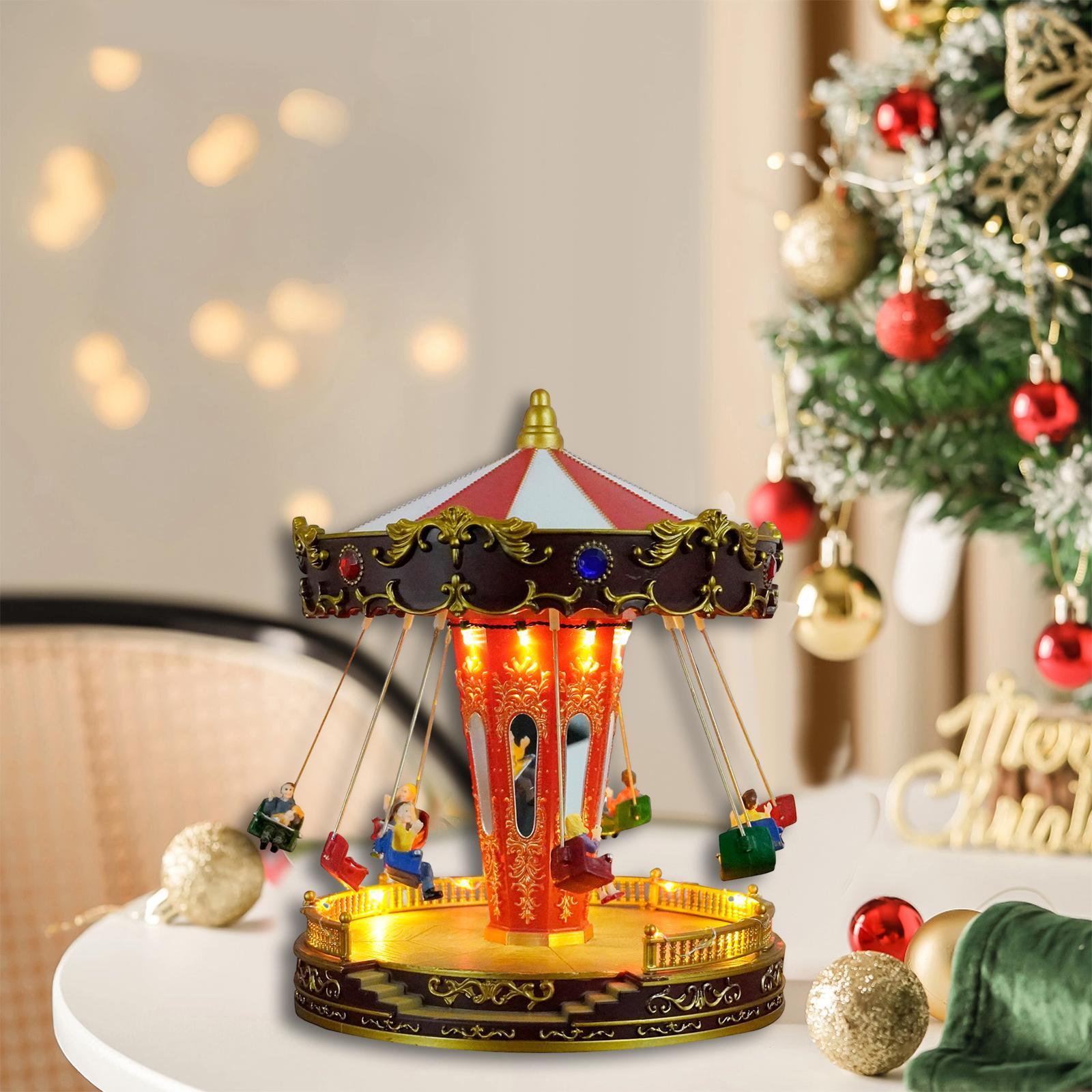 LED Christmas Carousel Decoration Music Box Animated Rotating with