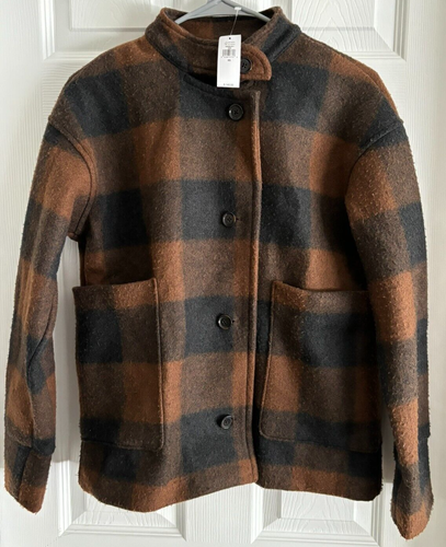 Abrigo chaqueta a cuadros Banana Republic para mujer Cinnamon & Spice Buffalo talla XS NUEVO - Imagen 2 de 9