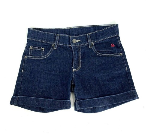 United Colors Of Benetton Jeans Rolled Cuff Dark Wash Denim Shorts Youth  Size EL | eBay