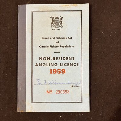 Lot permis de pêche Canada non-résident Ontario 1965