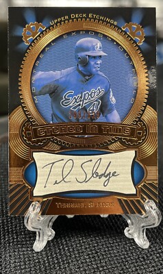 2004 Upper Deck Etchings Etched in Time Auto /325 Terrmel Sledge #ET-TS Expos