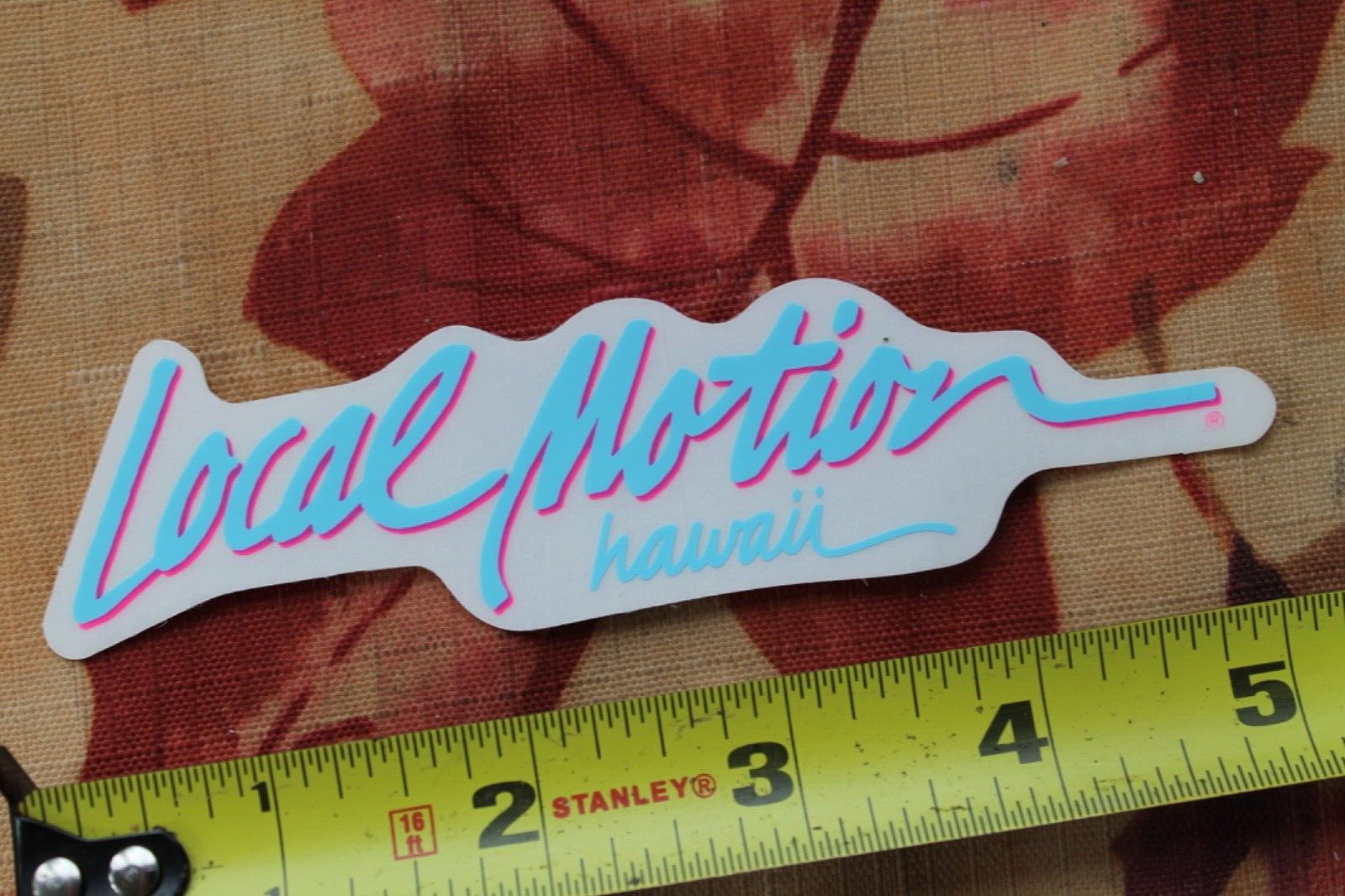 LOCAL MOTION Hawaii Clear Neon Blue Pink Aloha 80's LM2 Vintage Surfing STICKER