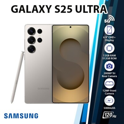 Samsung Galaxy S25 Ultra 5G Android Cell Phone (Grey/12GB+512GB/Dual SIM)