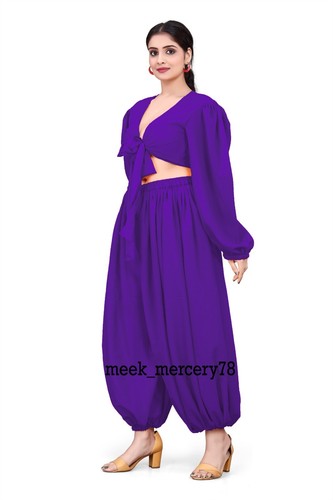 Chiffon Harem Pant + Ruffle Top Set Belly Dance Women Wear Costumes 30 Color C70 - Picture 133 of 184