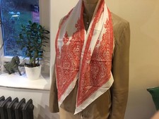 Beautiful Vintage Jacqmar Of London  Long Scarf 128cm VGC Red & White