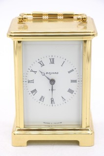 T Vintage Bayard 8 Day French 5 Glass Brass Carriage Clock W/Winder 7 Jewels