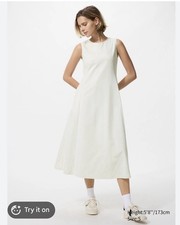 Uniqlo Women Ultra Stretch AIRism Sleeveless Dress Fit & Flare Off White Size S