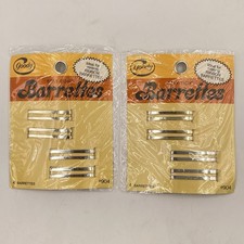 VINTAGE 1975 GOODY Stay-Tight Metal BARRETTES Double Bar 4 Pack 904 LOT OF 2