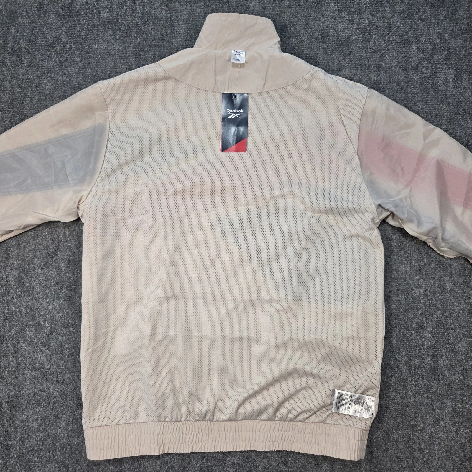 NWT Reebok Vector Tracktop Mens Medium 'Stucco' Beige Tan Track Jacket Knit Logo - product detail image 10