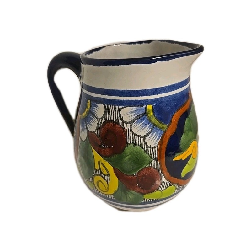 Talavera Signed Folk Art Colorful Pitcher Hand Painted 6.25" Tall! Never Used.