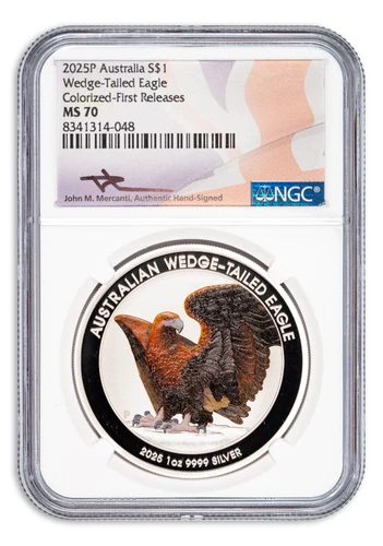 2025 Australia Wedge-Tailed Eagle 1 oz Silver Colorized NGC MS70 with Signature