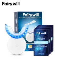 Fairywill Teeth Whitening Kit LED Light 28 White Strips for Sensitive Teeth Set