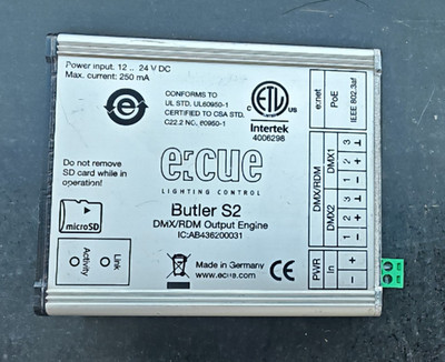 e:cue BUTLER S2 Ethernet to DMX/RDM (1024ch) with integrated Replay Unit