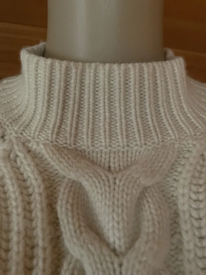 $420 Banana Republic женщин 100% кашемир слоновой кости коренастый кабель свитер Sz M - Изображение 4 из 4