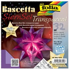 folia Faltblätter Bascetta-Stern violett-transparent 115 g/qm 150 x 150 mm 32 Bl
