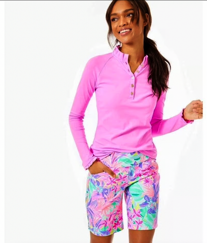 LILLY PULITZER LUXLETIC UPF 50+ REID GOLF SHORTS IN IT WAS ALL A DREAM SIZE 12