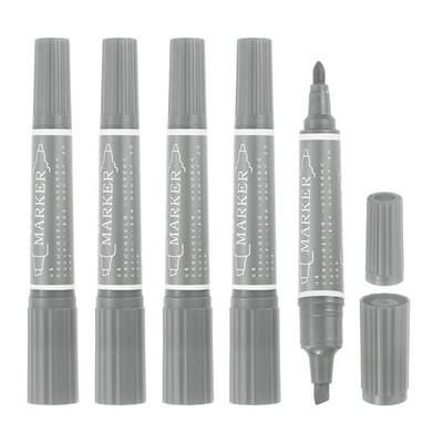 5 Pcs Art Marker Pen Double-Ended Colored Pen Dual Sketch Marker, Gray