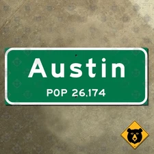 Austin Minnesota city limit highway road sign 2000 marker boundary 17x7