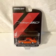 1/64 GREENLIGHT 50 YEARS 1970 CHALLENGER T/A ORANGE w/ BLACK STRIPES