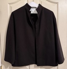 DUSAN Women's Small 100 Wool Brown Made in Italy Open Front Blazer Lagen EUC