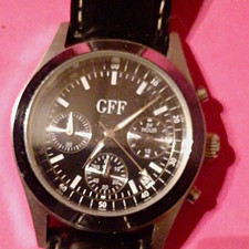 GFF Herren Quarz Armbanduhr Chronograph Datum 24h Leder schwarz 36mm