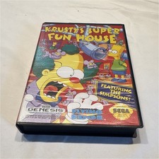 Krusty's Super Fun House Sega Genesis Game w/ Case - The Simpsons, Flying Edge