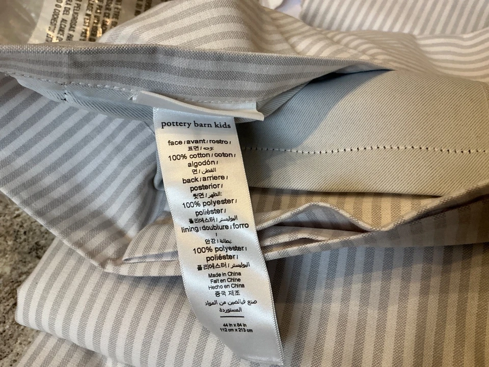 Pottery Barn Kids Oxford Stripe Blackout Curtain gray/white 44 x 84 -NIP - Image 3 of 3