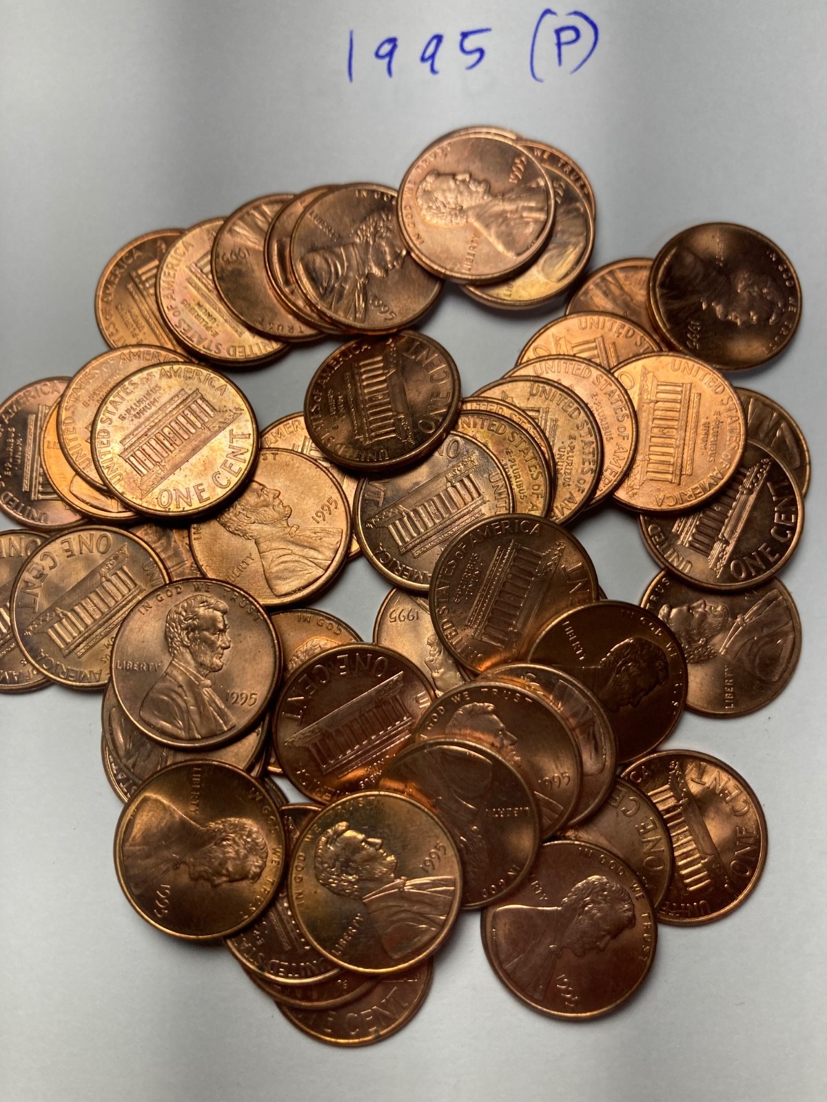 1995 (P) "BU"  LINCOLN MEMORIAL CENT PENNY ROLL  50 COINS