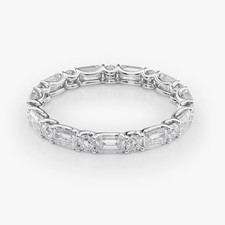 Diamond Band Emerald 2 Carat Lab Created 14K White Gold Eternity  E F  VVS2