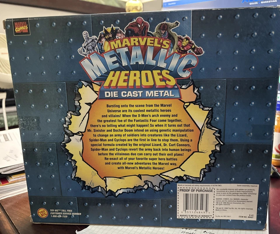 NUEVO Marvel Metallic Heroes Die Cast Metal Posable 8 Figuras 1998 Nuevo en Caja #48497 Foto 2 de 2