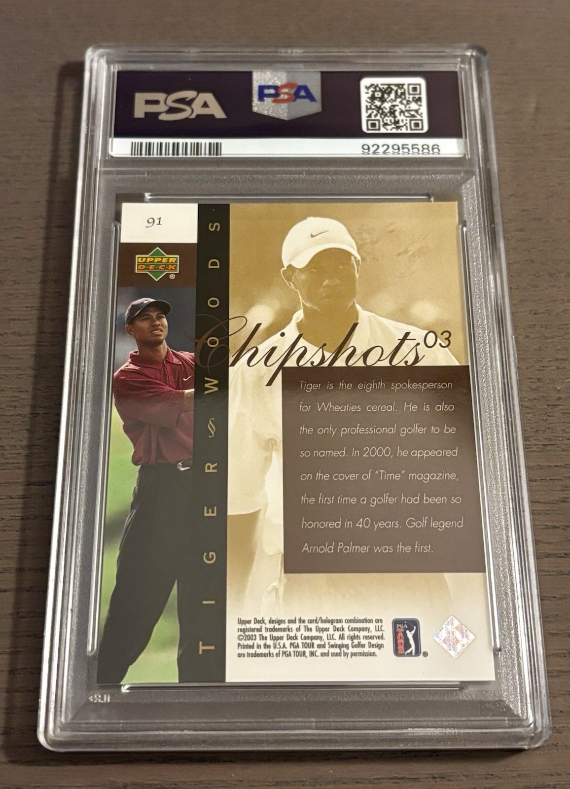 TIGER WOODS 2003 UPPER DECK GOLF #91 CHIP SHOTS PSA 10 GEM MINT PGA TOUR LOW POP view 2