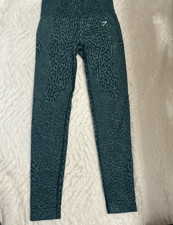 GYMSHARK TEAL GREEN ANIMAL PRINT LEGGINGS SIZE S MISSES LEOPARD CHEETAH YOGA GYM