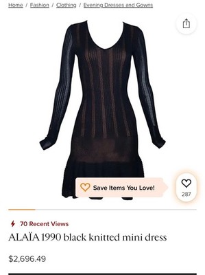 ALAIA Black Long Sleeve Laser Cut Knit Ruffle Hem Knee Length Dress - Size US 10