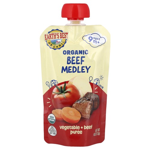 Organic Vegetable + Beef Puree, 9+ Months, Beef Medley, 4 oz (113 g)