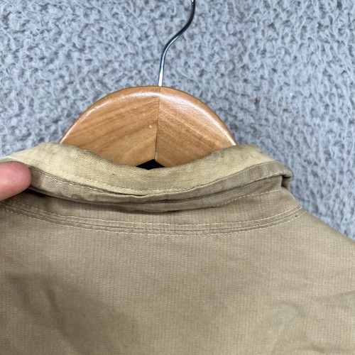 LL Bean Jacket Mens Medium Beige Brown Canvas Fleece Lined Bomber Detroit Chore - Picture 12 of 14
