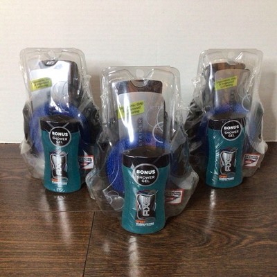 3x Axe Sport Blast Body Wash Shower Gel + Shampoo 1.69 oz Detailer Scrubber Tool